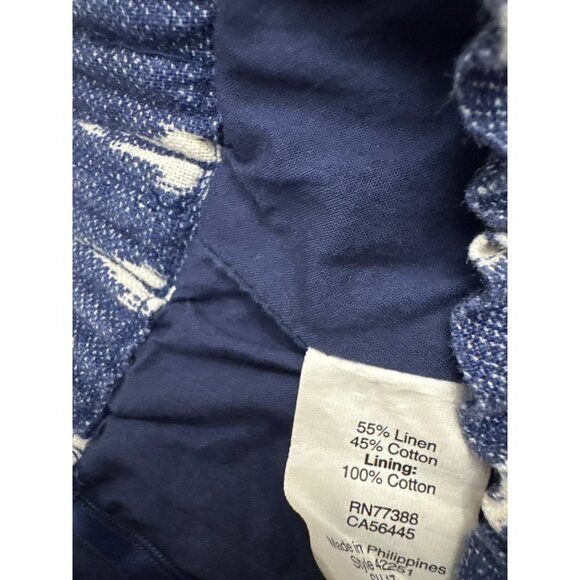 J. Crew Womens Blue White Elastic Waist Mini Skirt Size 14 Linen Cotton Pockets - Picture 3 of 5